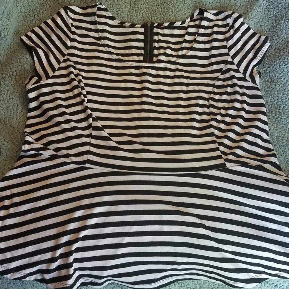 Horizontal Striped Peplum Top